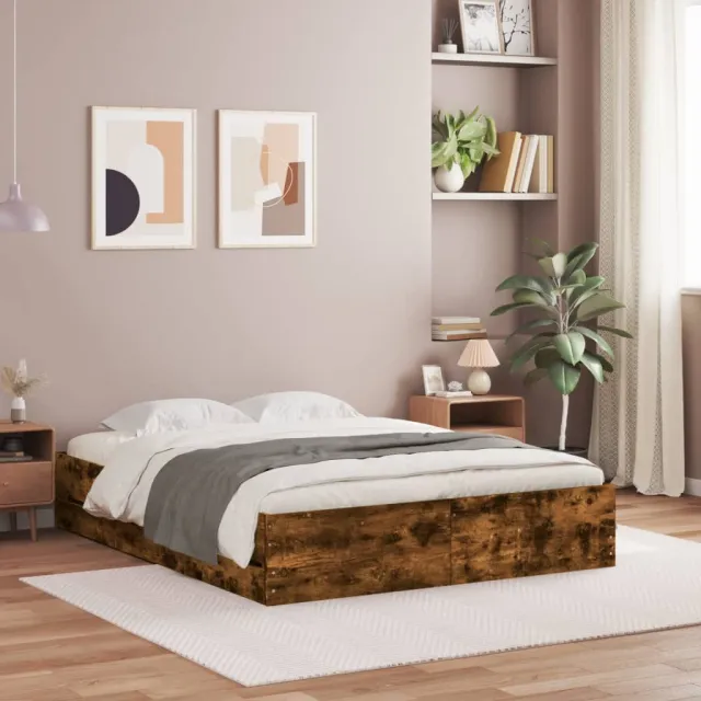 vidaXL Bedframe met lades bewerkt hout gerookt eikenkleurig 150x200 cm