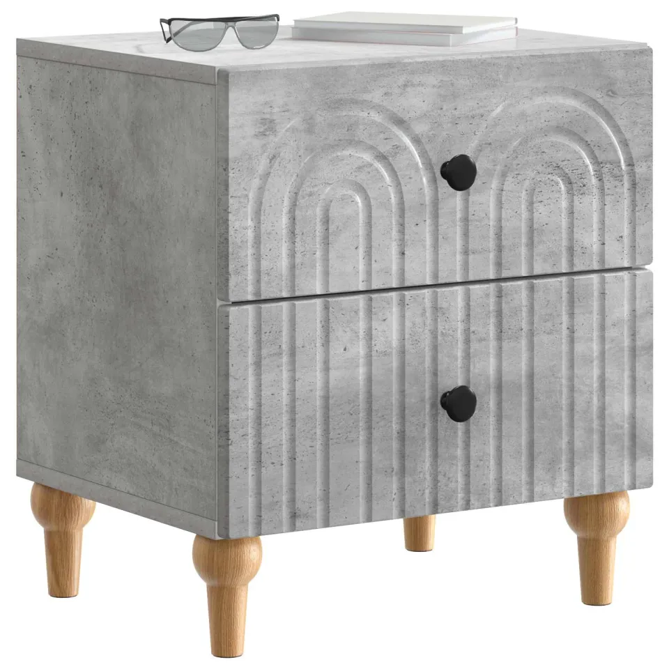vidaXL Nachtkastje 2 st Betongrijs 43 x 34,5 x 48 cm Bewerkt hout