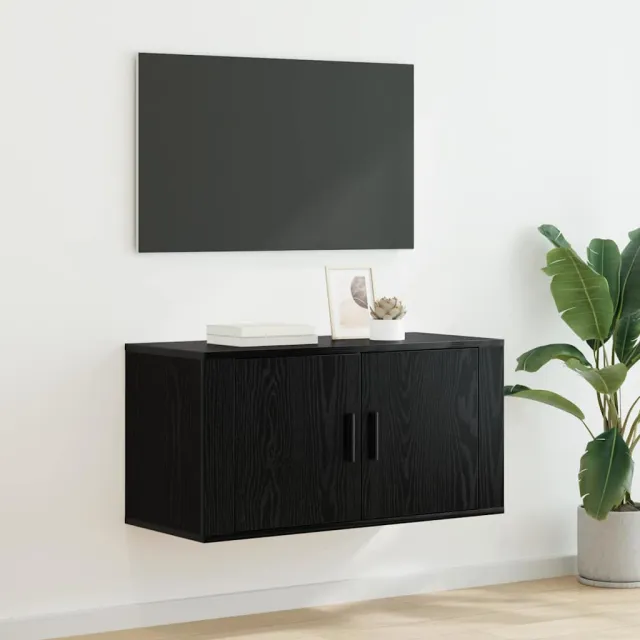 vidaXL Wandgemonteerde TV-kast 80 x 34.5 x 40 cm Zwart eiken
