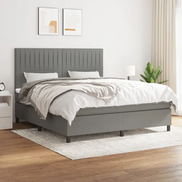 vidaXL Boxspring met matras stof donkergrijs 180x200 cm grijs