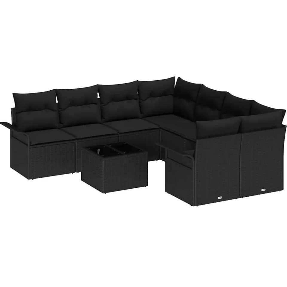 vidaXL Tuin Sofa Set 9 st Zwart poly rattan