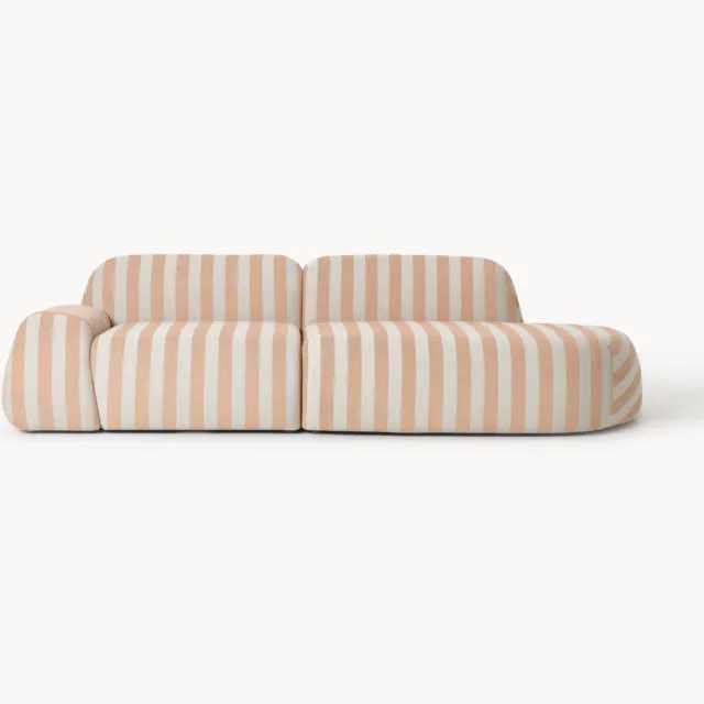 Westwing Collection Modulaire teddy chaise longue Wolke (3-zits) Oranje
