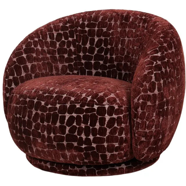 Damn Fashion Draaifauteuil Celeste in stof Pebble burgundy
