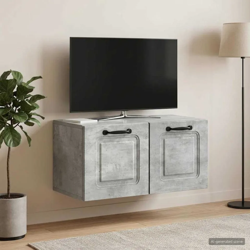 vidaXL Wandbeugel TV-kast Betongrijs 59,5 x 31 x 30 cm Bewerkt hout grijs, foto 4