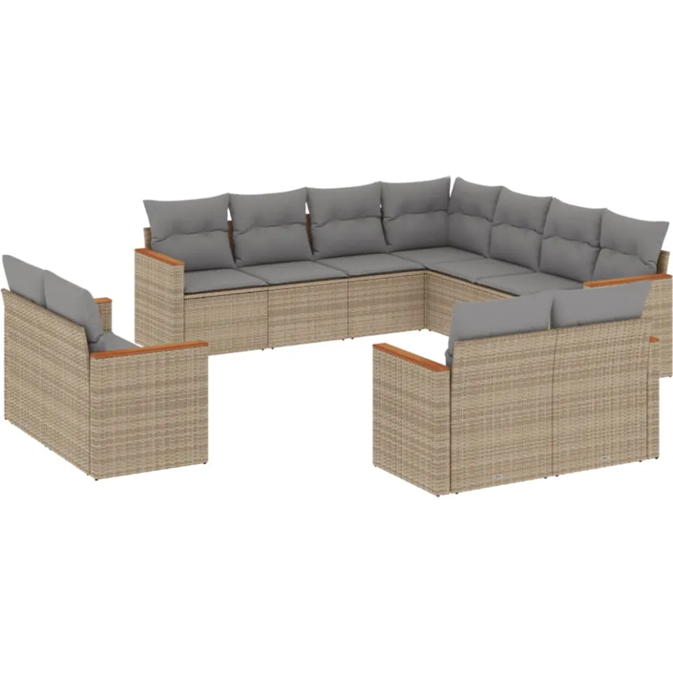 vidaXL Patio Sofa Set 11-zits Beige and Grey, foto 3
