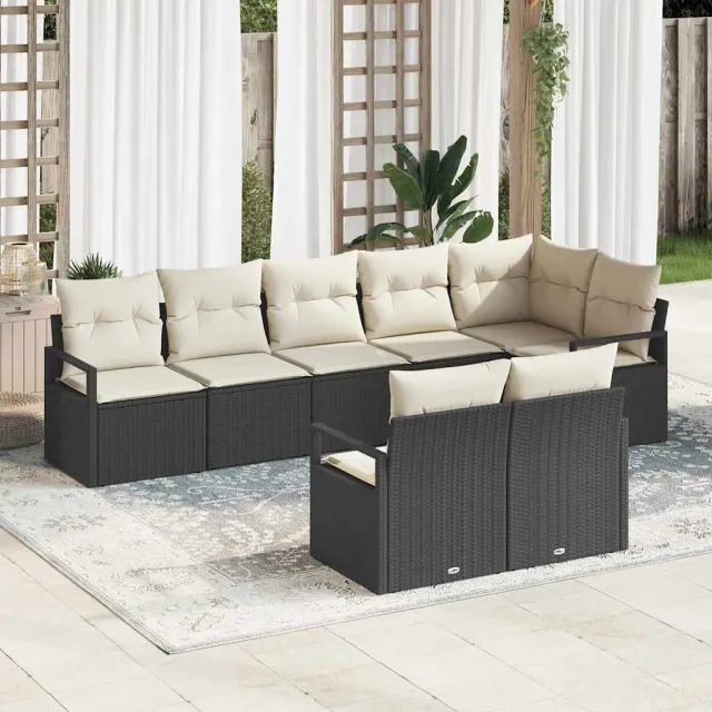 vidaXL Bankstel 8 st Zwart poly rattan, foto 2