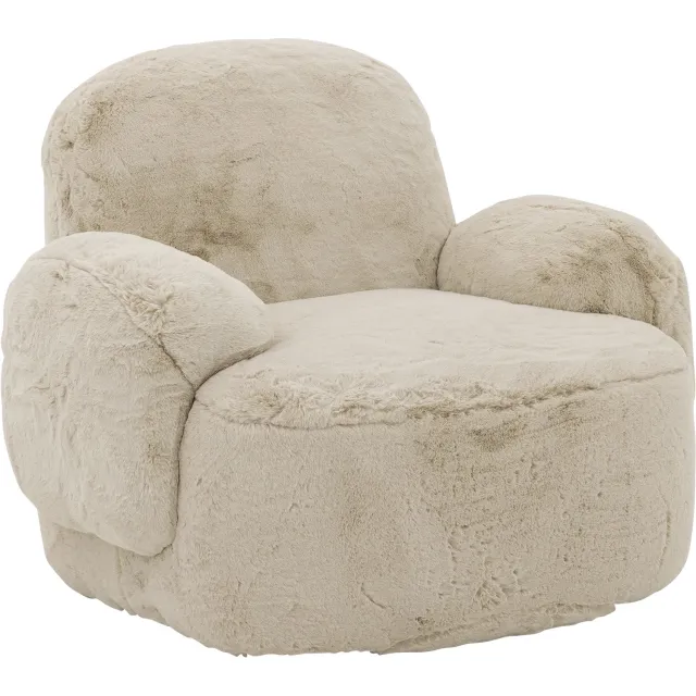 Goossens Draaifauteuil Nomi, Draaifauteuil stof teddy stof beige