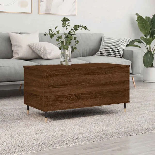 vidaXL Salontafel 90x44,5x45 cm bewerkt hout bruin eikenkleur, foto 2