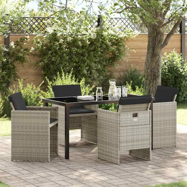 vidaXL Tuin eettafelset 5 st Lichtgrijs poly rattan, foto 2