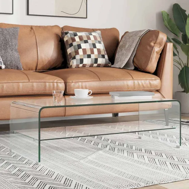 vidaXL Salontafel 98x45x31 cm gehard glas transparant transparent