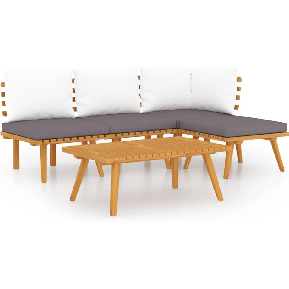 vidaXL 5-delige Loungeset met kussens massief acaciahout bruin, foto 3