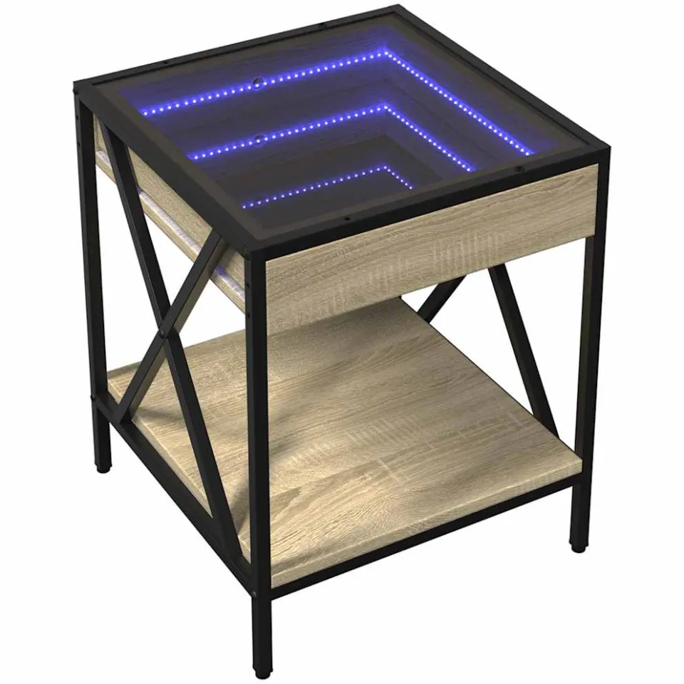 vidaXL Salontafel met Infinity LED 40x40x49 cm sonoma eikenkleurig Bruin