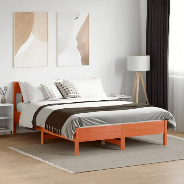 vidaXL Bedframe zonder matras massief grenenhout wasbruin 160x200 cm bruin