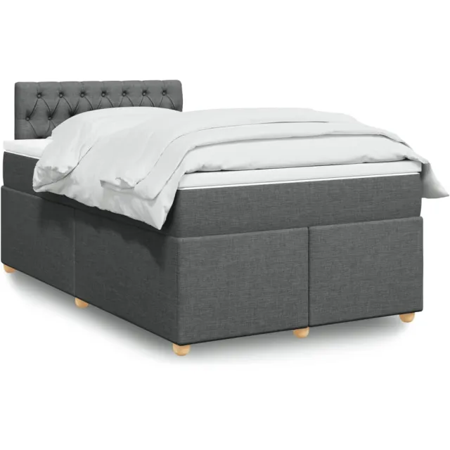 vidaXL Boxspring met matras stof donkergrijs 120x200 cm grijs