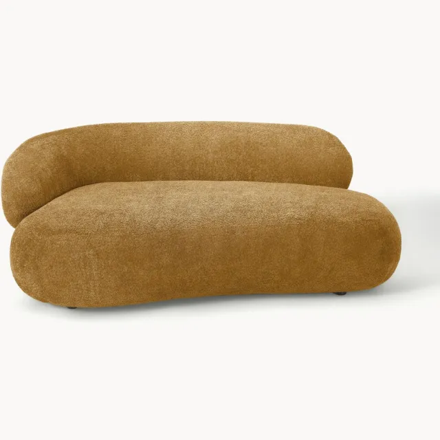 Westwing Collection Bank Alba (2-zits) uit teddy-bouclé Geel