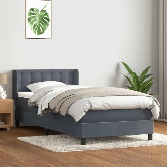 vidaXL Boxspring met matras fluweel donkergrijs 80x220 cm grijs