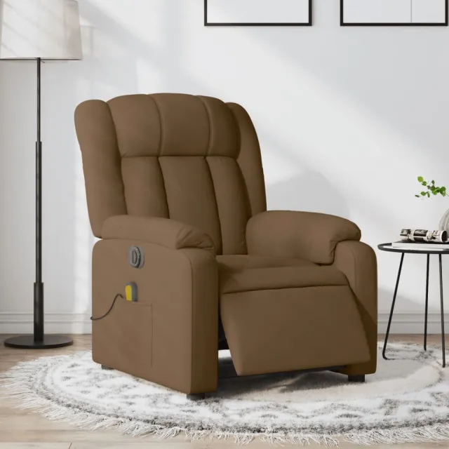 vidaXL Massagestoel elektrisch verstelbaar stof bruin