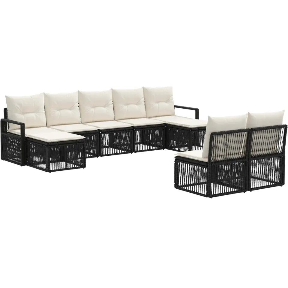 vidaXL Tuinbankenset 9 st 9-zits Zwart poly rattan, foto 3