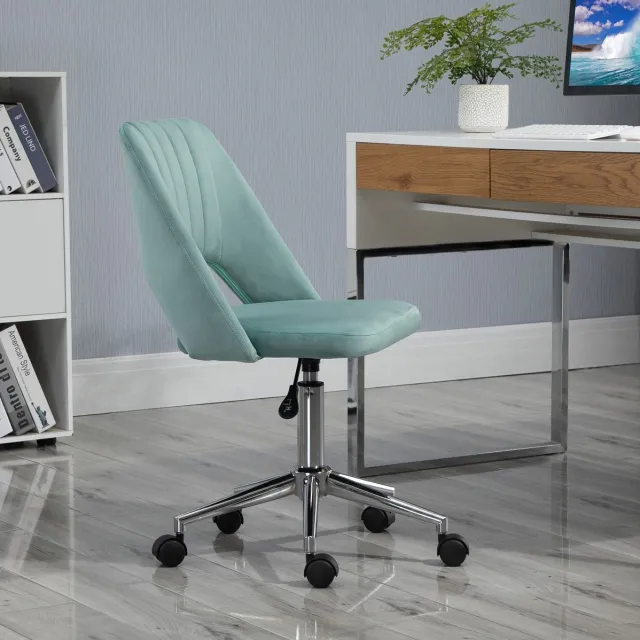 STILVORA Bureaustoel 49 x 60 x 79-91 cm - In Hoogte Verstelbaar En Draaibaar Zonder Armleuningen - Voor Thuiswerkplek - Polyester Groen