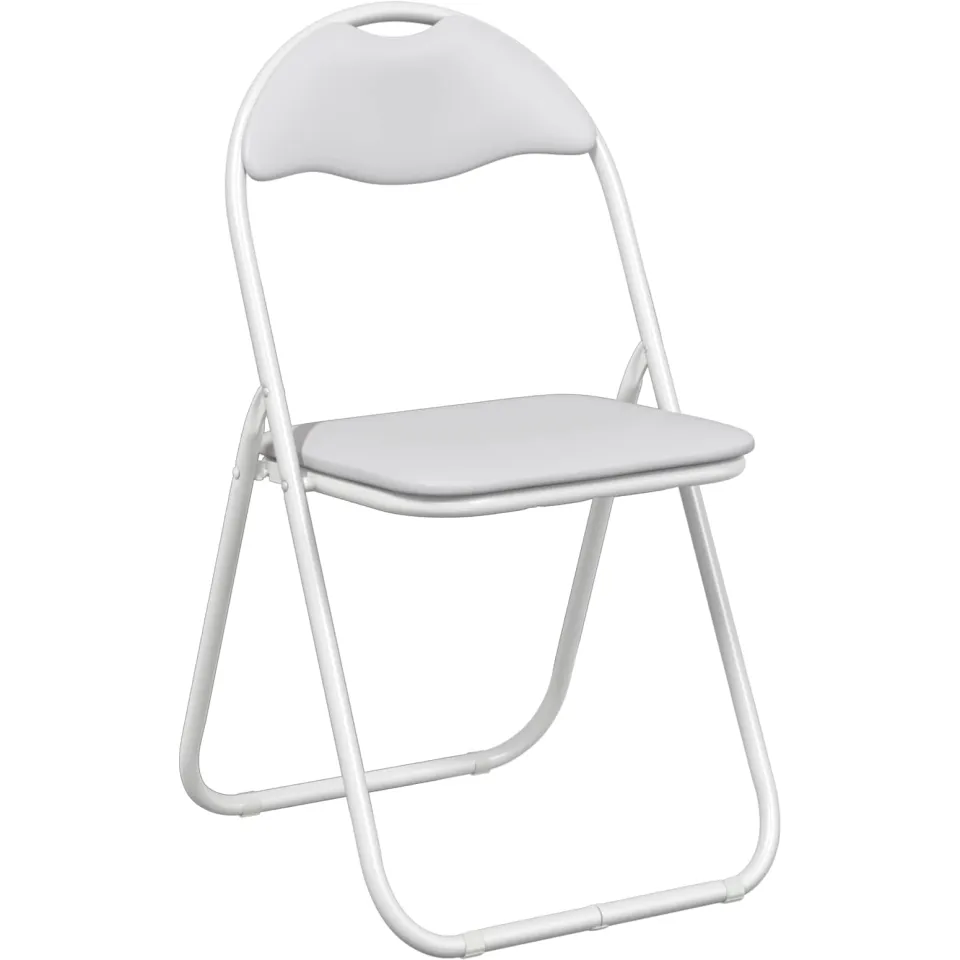 vidaXL Inklapbare stoel 8 st Nep Leer Wit 48 x 43,5 x 81 cm