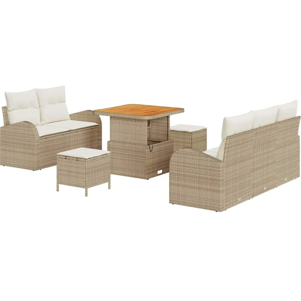 vidaXL Tuinbankenset 8 st Beige poly rattan