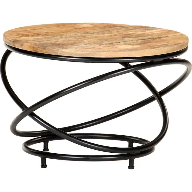 vidaXL Salontafel 60x60x40 cm massief ruw mangohout zwart