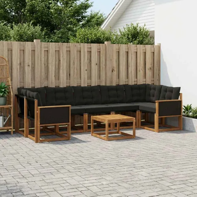 vidaXL Buiten bankenset 8 st 7-zits Naturel en Zwart
