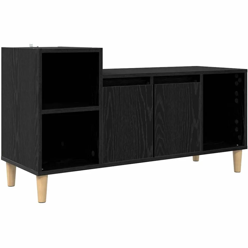 vidaXL TV-kast 100 x 35 x 55 cm Zwart Eiken Bewerkt hout