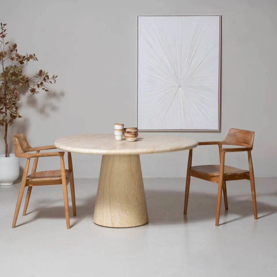 Giga Meubel Eettafel Vejen - Lichtbruin Composiet - 130x130x76cm, foto 3