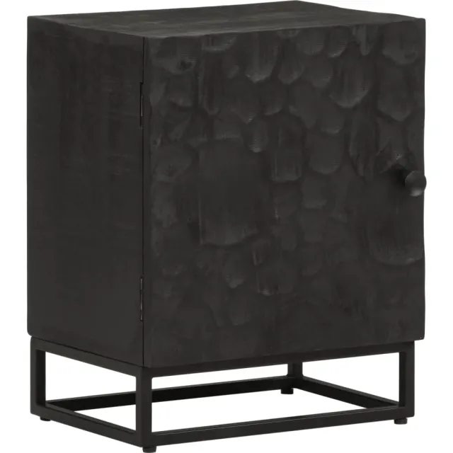 vidaXL Nachtkastje 40x30x50 cm massief mangohout en ijzer zwart