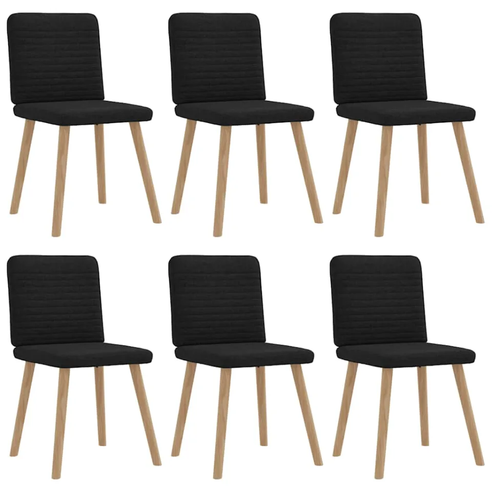 vidaXL Eetkamerstoelen 6 st stof zwart, foto 3