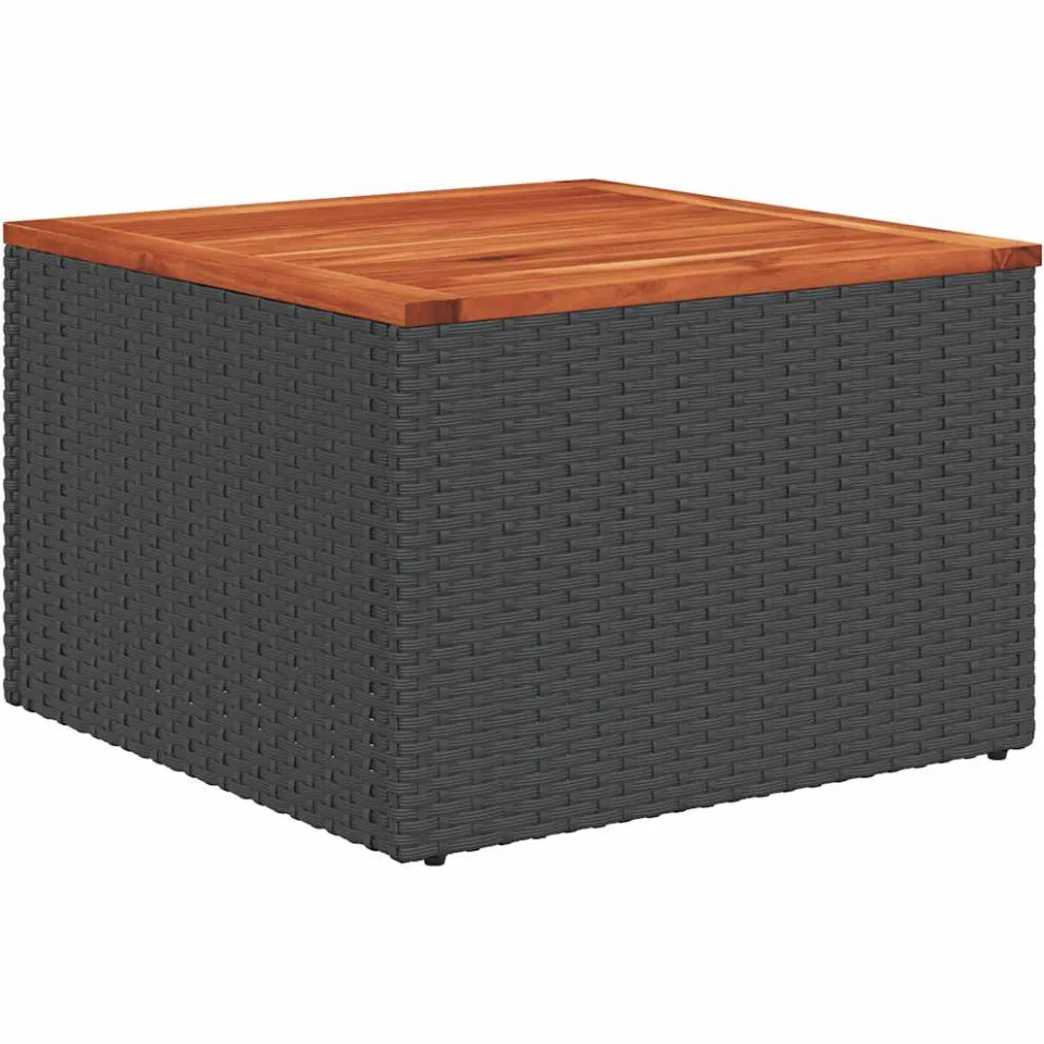 vidaXL Tuintafel zwart 55x55x37 cm poly rattan en acaciahout, foto 3