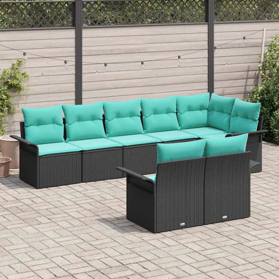 vidaXL Tuin Sofa Set 8 st Zwart poly rattan, foto 3