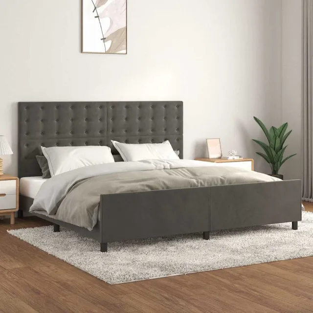 vidaXL Bedframe zonder matras 200x200 cm fluweel donkergrijs grijs