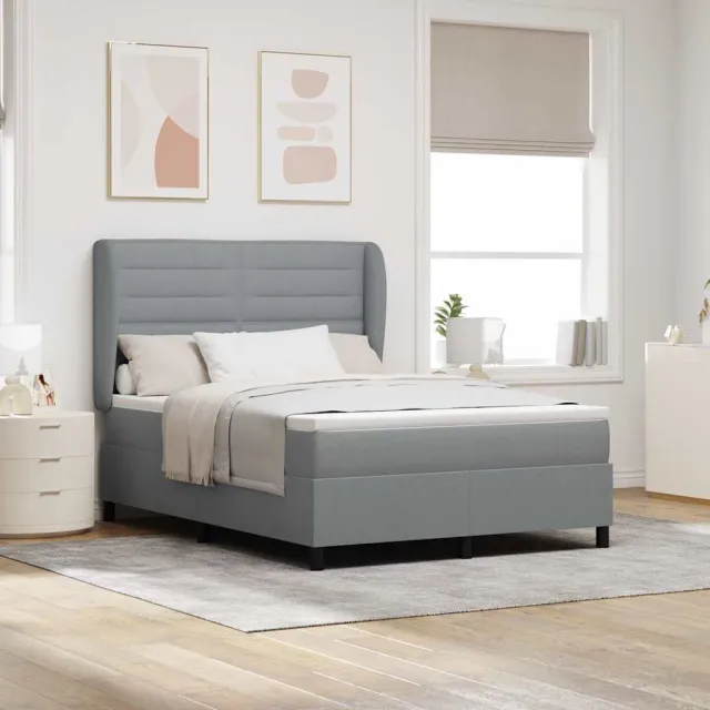 vidaXL Boxspring bed met matras Lichtgrijs 160 x 200 cm Stof