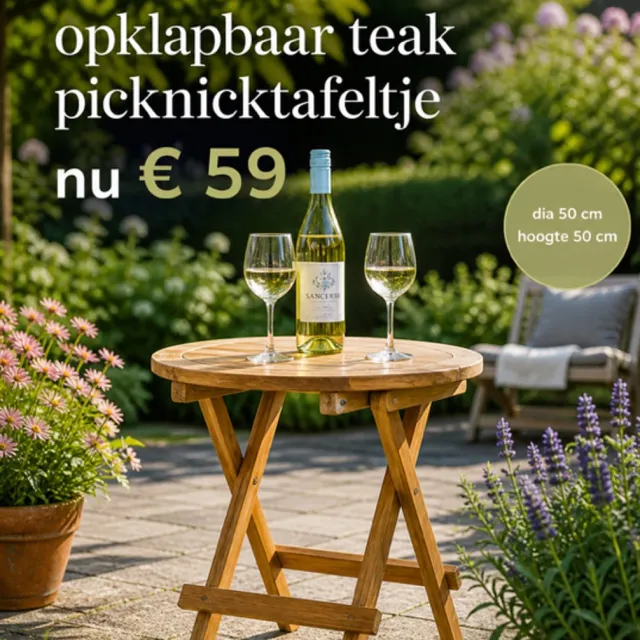 Tall Men Standing Picknicktafeltje rond ø 50 cm van teakhout voor buiten en voor binnen ! bruin