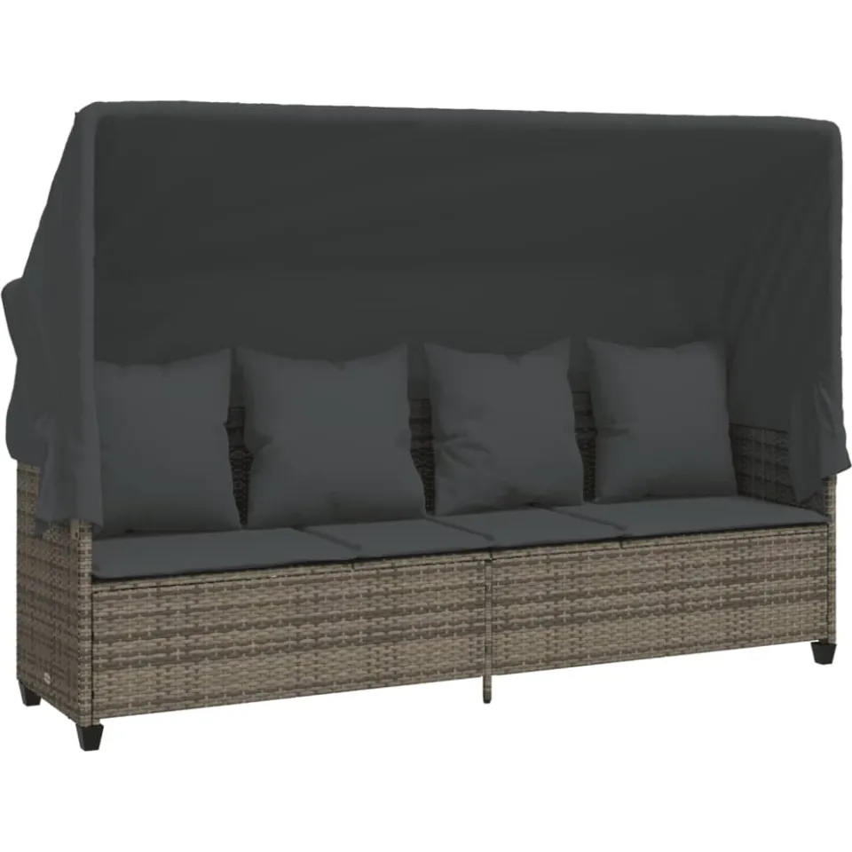 vidaXL 5-delige Loungeset met kussens poly rattan grijs