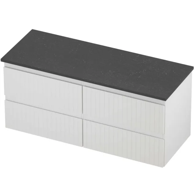 Proline Deck Badmeubelset Hardsteen 4 Laden Symmetrisch Gefreesd 120x46x55 cm Blue Stone Mat Wit