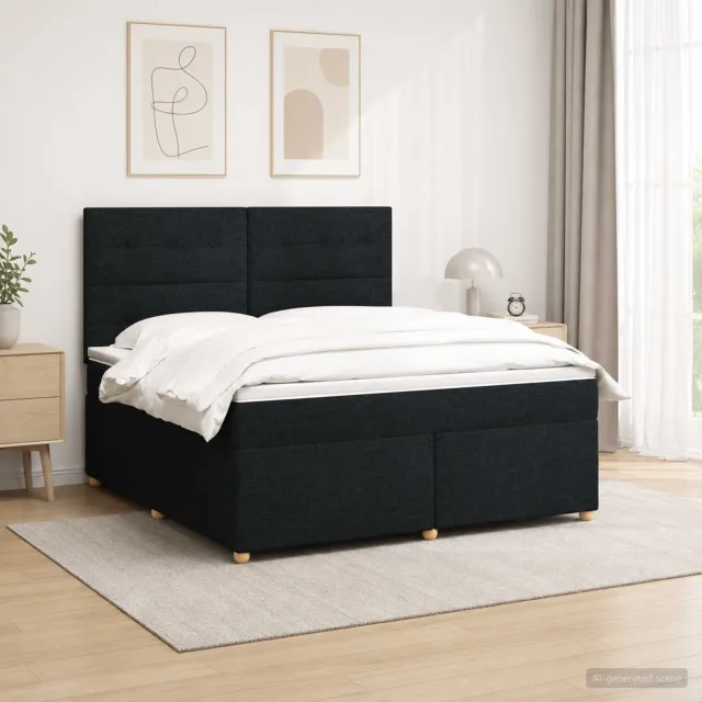 vidaXL Boxspringbed met matras met hoofdeinde Zwart 160 x 200 cm Stof
