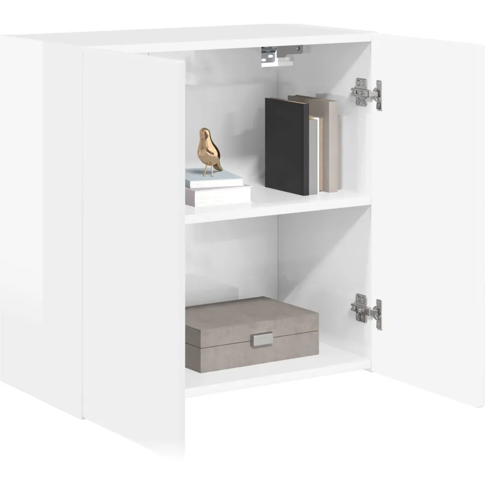 vidaXL TV-wandkast 59,5 x 31 x 60 cm Hoogglans wit Bewerkt hout