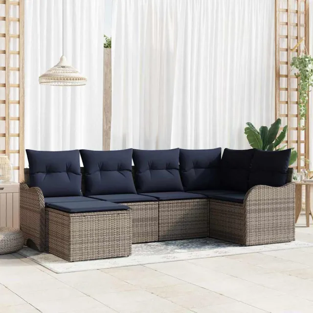 vidaXL Tuin Sofa Set Grijs poly rattan, foto 2