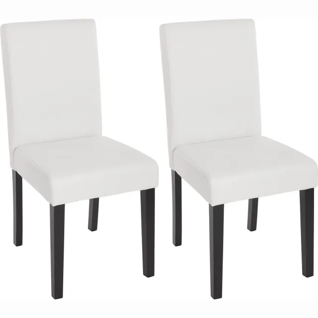 Cosmo Casa Set van 2 eetkamerstoelen keukenstoelen Littau - Kunstleer - Mat wit - Donkere poten