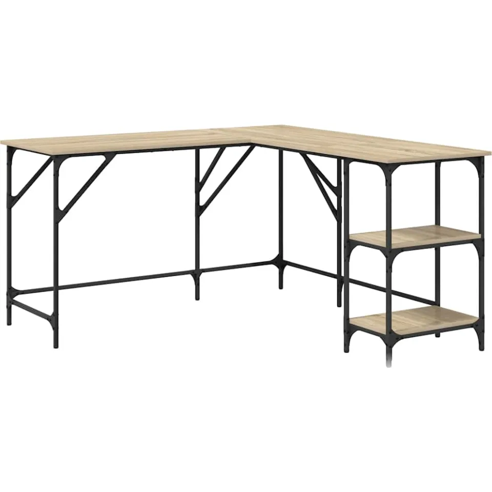 vidaXL Bureau 139x139x75 cm bewerkt hout sonoma eikenkleurig Bruin