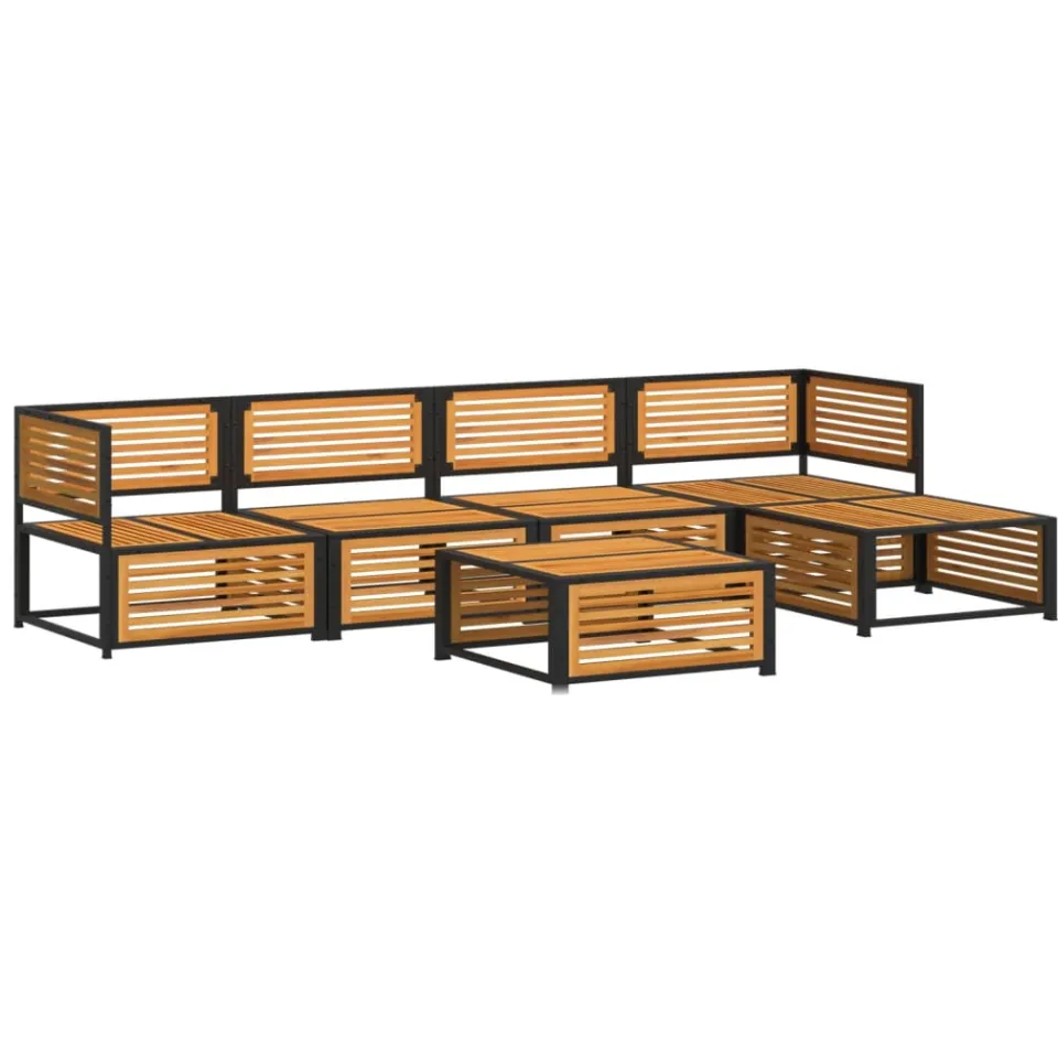 vidaXL 6-delige Loungeset met kussens massief acaciahout bruin, foto 2