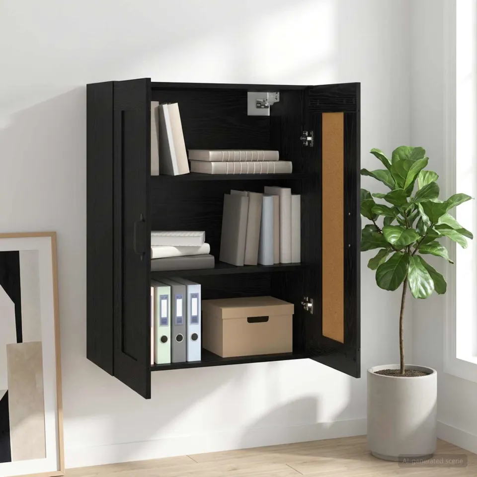 vidaXL Wandkast Zwart eiken 69,5 x 34 x 90 cm Bewerkt hout, foto 4