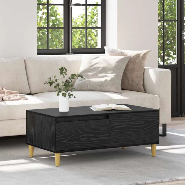 vidaXL Salontafel Zwart Eiken 90 x 50 x 35 cm Bewerkt hout, foto 2