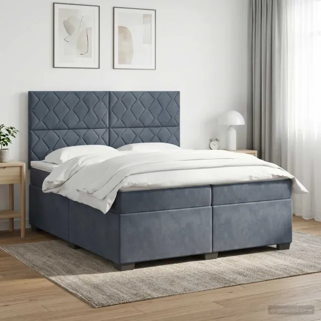 vidaXL Boxspringbed met matras Donkergrijs 200 x 200 cm Fluweel