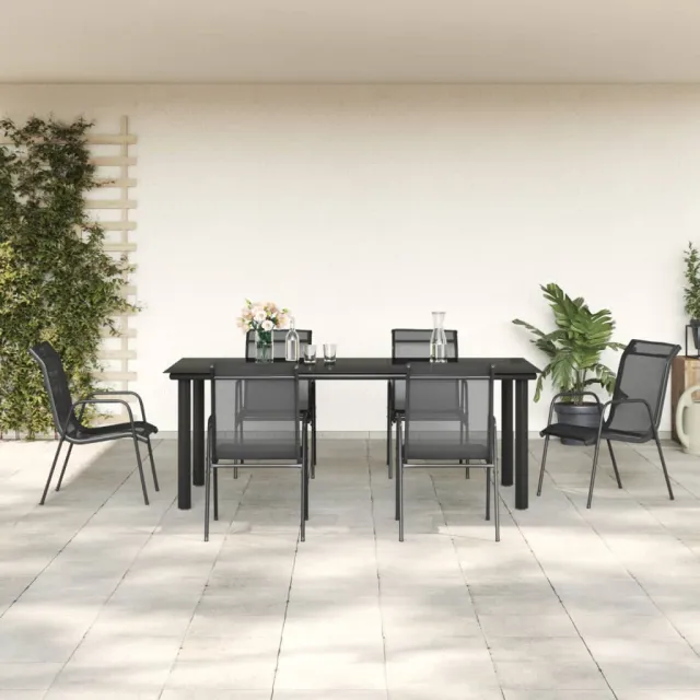 vidaXL 7-delige Tuinset textileen en staal zwart, foto 2