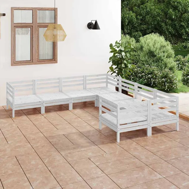 vidaXL 8-delige Loungeset massief grenenhout wit, foto 2