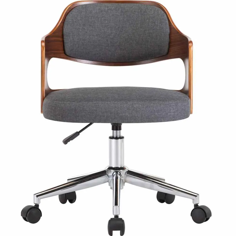 vidaXL Eetkamerstoelen 2 st draaibaar gebogen hout en stof grijs